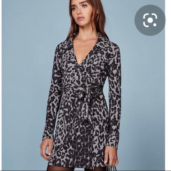 reformation leopard wrap dress